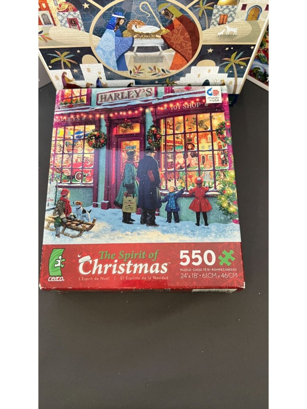 Christmas Puzzle Lot 4 Items Village Tree Nativity & Santa - Picture 2 of 5